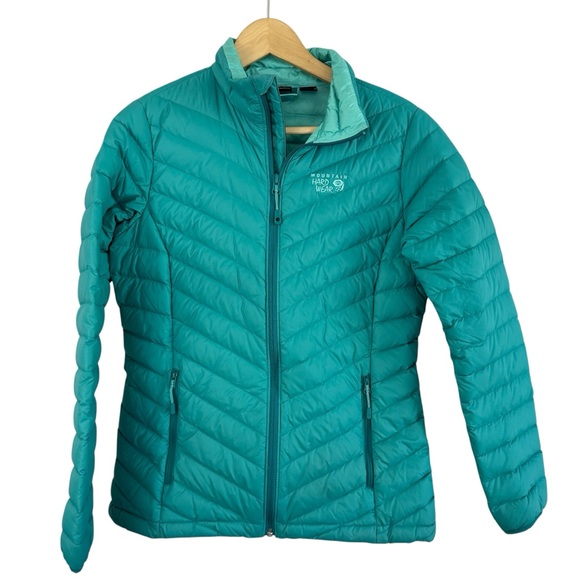 Mountain Hardware Down Puffer Jacket Women’s Size Small Teal Lightweight - Picture 1 of 13